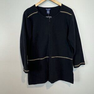Doncaster Black Zip Up Cardigan Sweater Size XL NWT Old Money Aesthetic $495